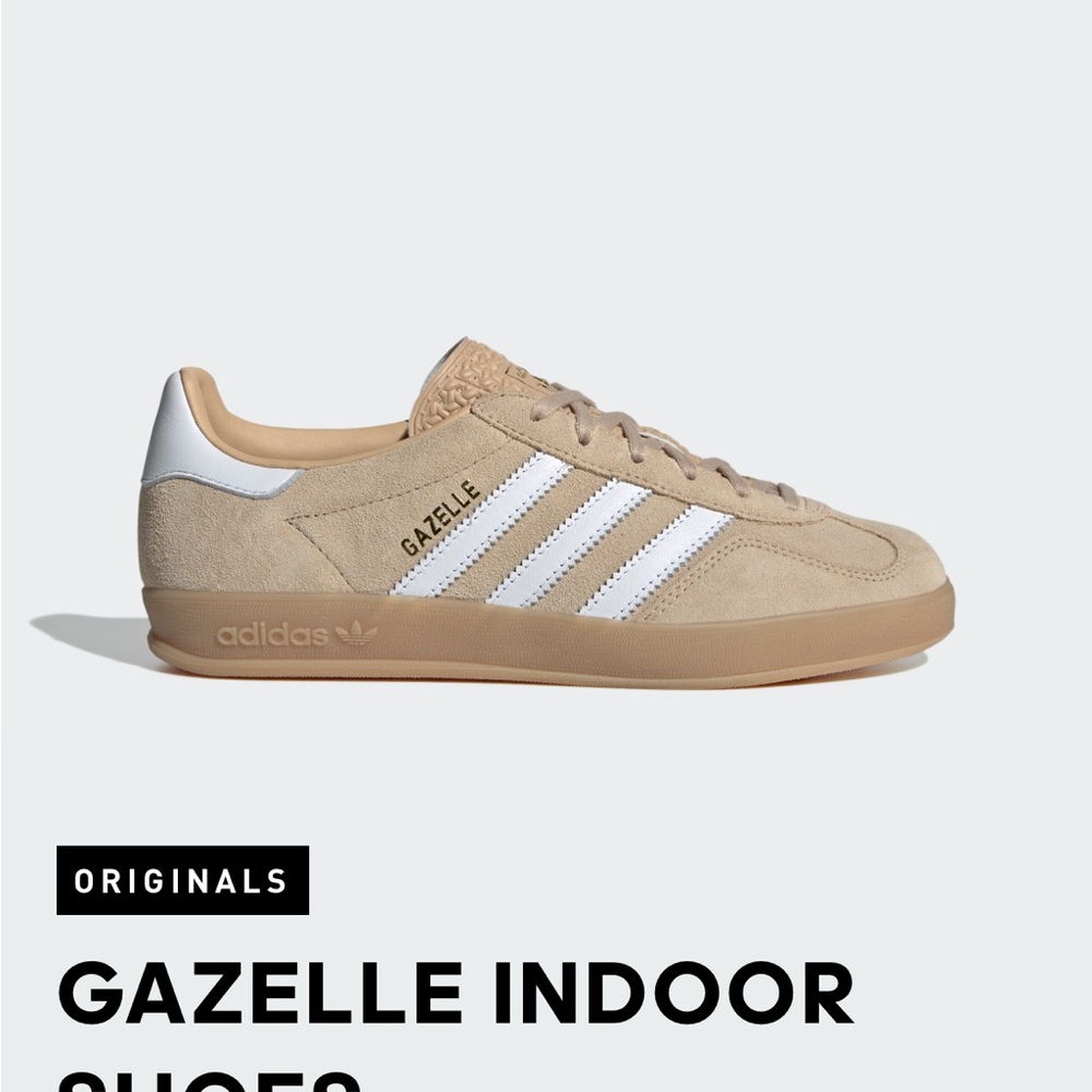 adidas Women Beige White Gazelle-Style Sneakers - Picture 5 of 10